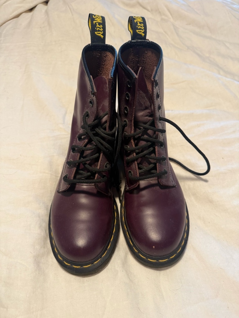 Dr. Martens Burgundy Leather Lace-Up Boots